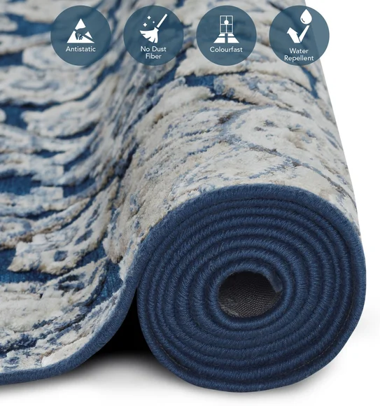 Genova Neo Classical Carpet Blue and Cream