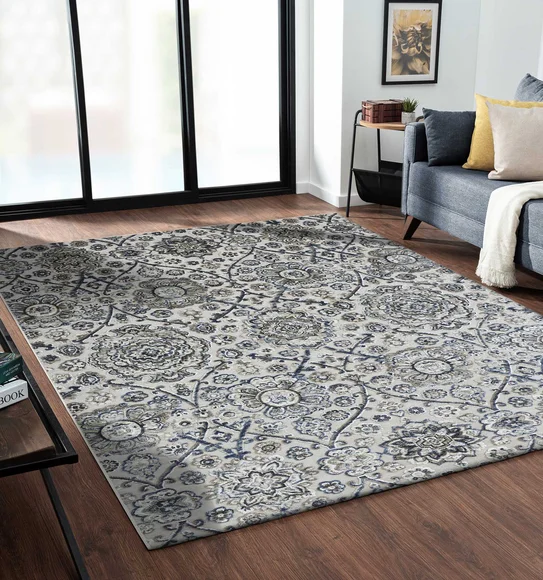 Genova Neo Classical Carpet Cream and Blue