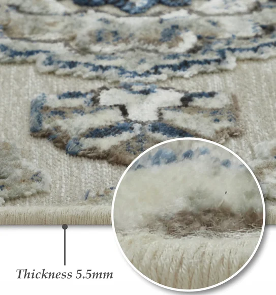 Genova Neo Classical Carpet Cream and Blue