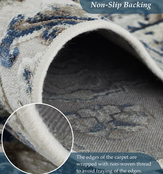 Genova Neo Classical Carpet Cream and Blue