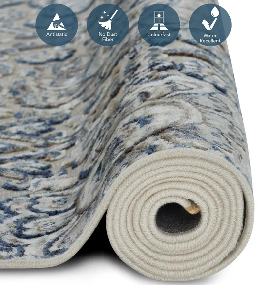 Genova Neo Classical Carpet Cream and Blue
