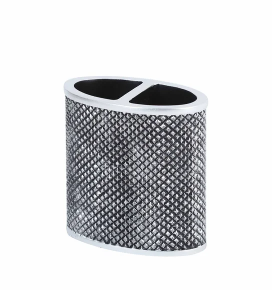 Alvina Polyresin Bath Set Silver Grey