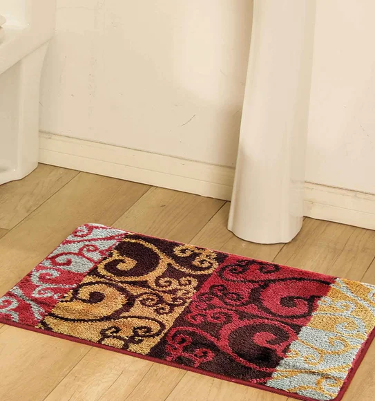 Super Luxury Polyster Anti skid Light Weight Bath Mat L.Brown