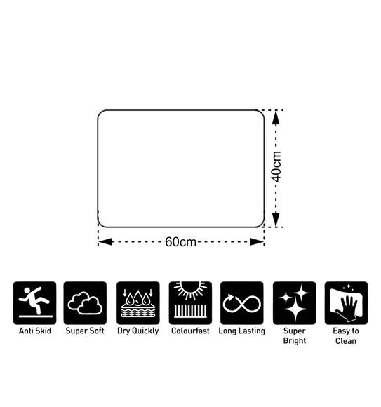 Super Luxury Polyster Anti skid Light Weight Bath Mat L.Brown