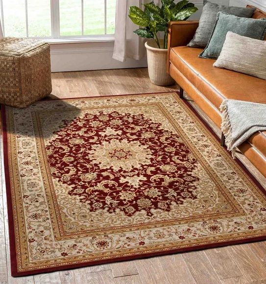 Esfahan Classical Carpet Red and Beige