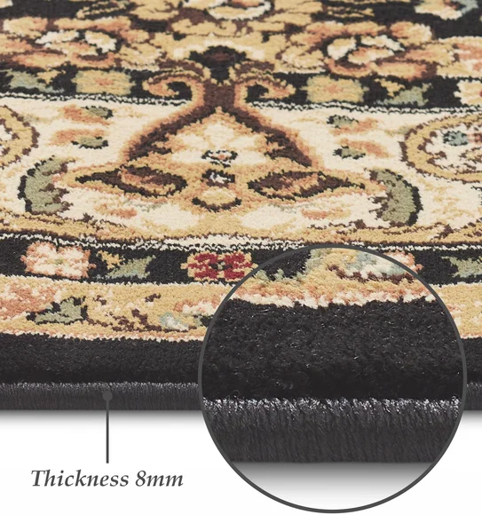Esfahan Classical Machine Made Carpet Black and Beige