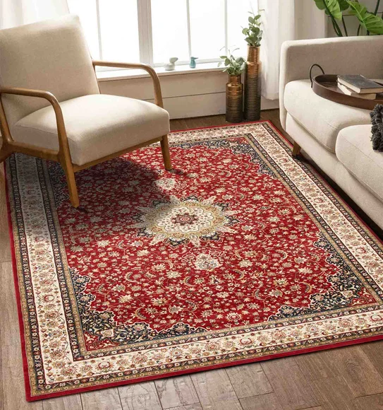Esfahan Classical Carpet Red and Cream