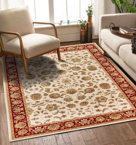 Esfahan Classical Carpet Cream and Red