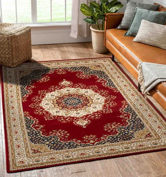 Esfahan Classical Carpet Red and Navy