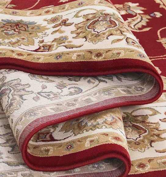 Esfahan Classical Machine Made Carpet Red Cream