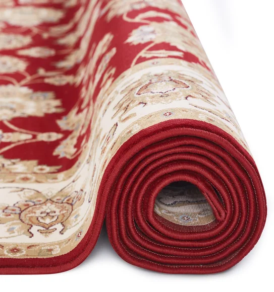 Esfahan Classical Machine Made Carpet Red Cream