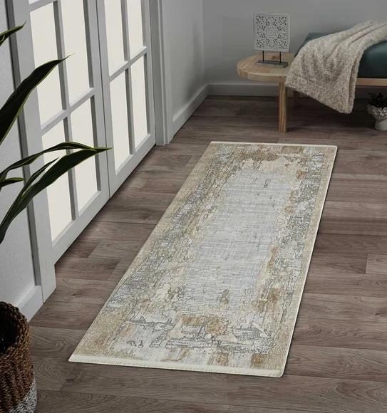Abby Abstract Modern Runner Grey Silver