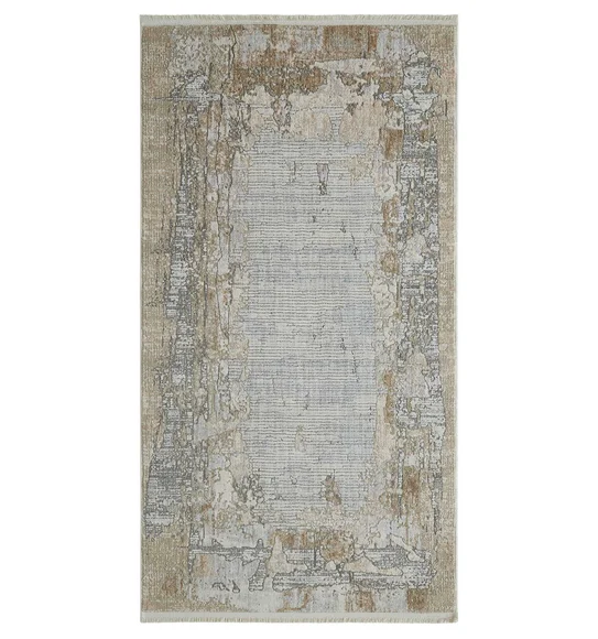Abby Abstract Modern Runner Grey Silver