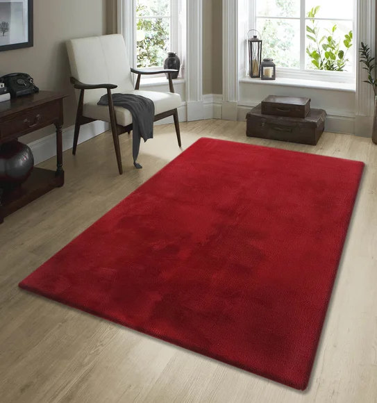New Oslo Rabit Fur Carpet Burgundy