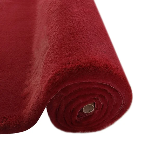 New Oslo Rabit Fur Carpet Burgundy