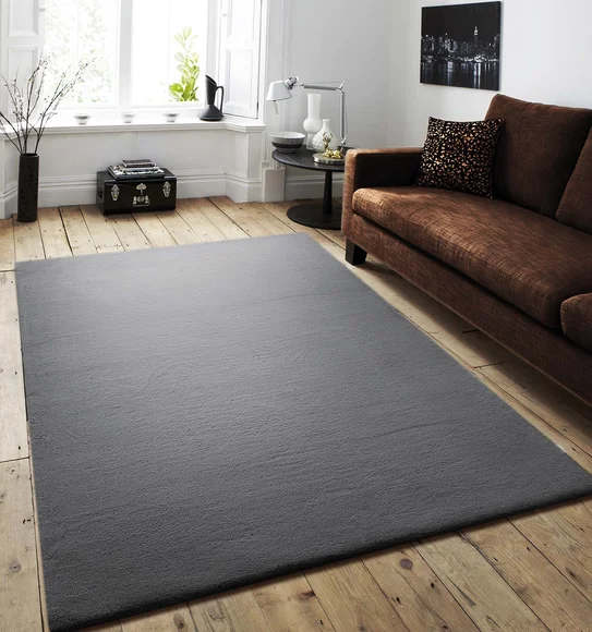 New Oslo Rabit Fur Carpet Charcoal