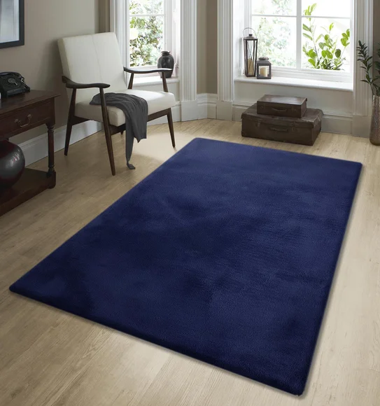 New Oslo Rabit Fur Carpet Navy Blue