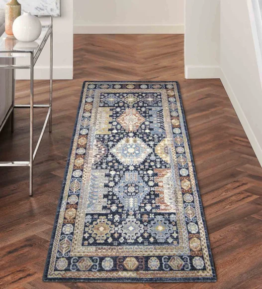 Castle Bukhara Persian Runner Sky Blue