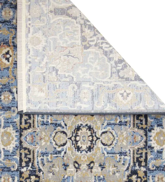 Castle Ornate Medallion Neo Classical Runner Blue