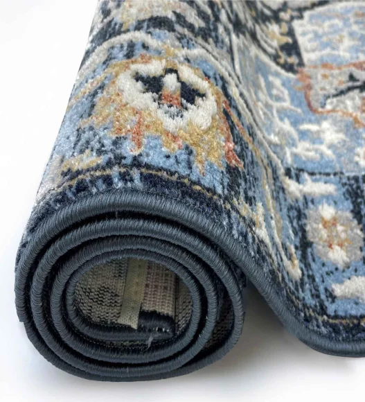 Castle Ornate Medallion Neo Classical Runner Blue
