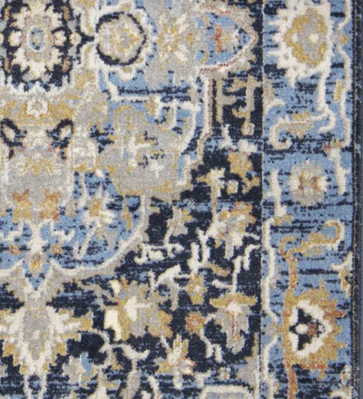 Castle Ornate Medallion Neo Classical Runner Blue
