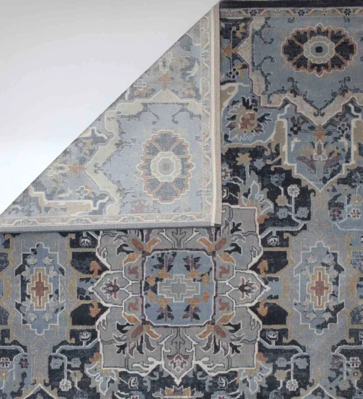 Castle Courtyard Neo Classical Carpet Navy