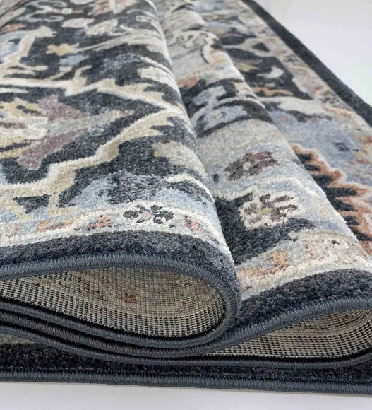 Castle Courtyard Neo Classical Carpet Navy