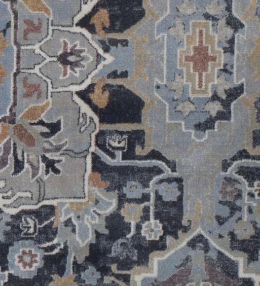 Castle Courtyard Neo Classical Carpet Navy