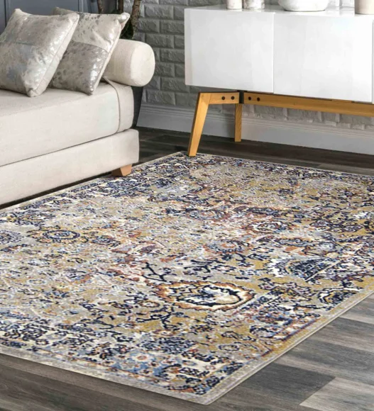 Castle Faded Floral Vintage Carpet L.Grey