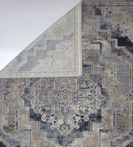 Castle Vintage Medallion Neo Classical Carpet Blue