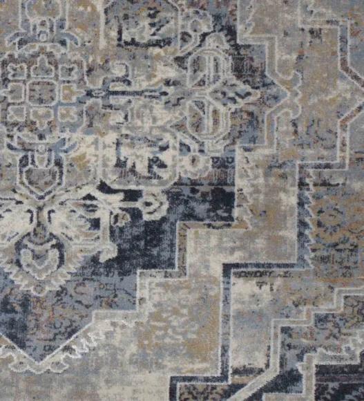 Castle Vintage Medallion Neo Classical Carpet Blue