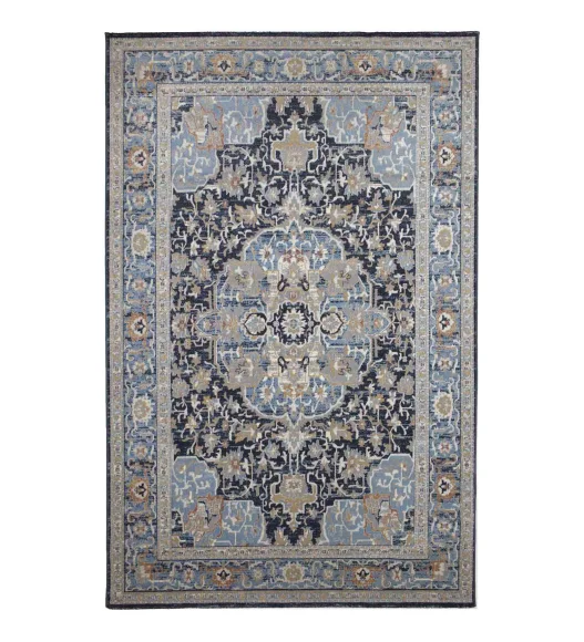 Castle Ornate Medallion Neo Classical Carpet Blue
