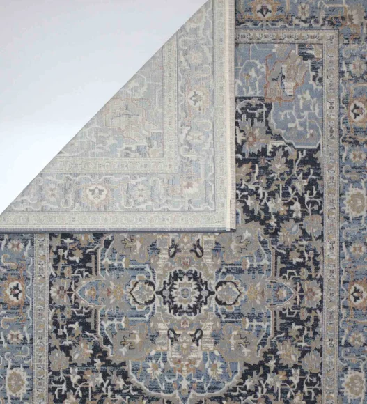Castle Ornate Medallion Neo Classical Carpet Blue