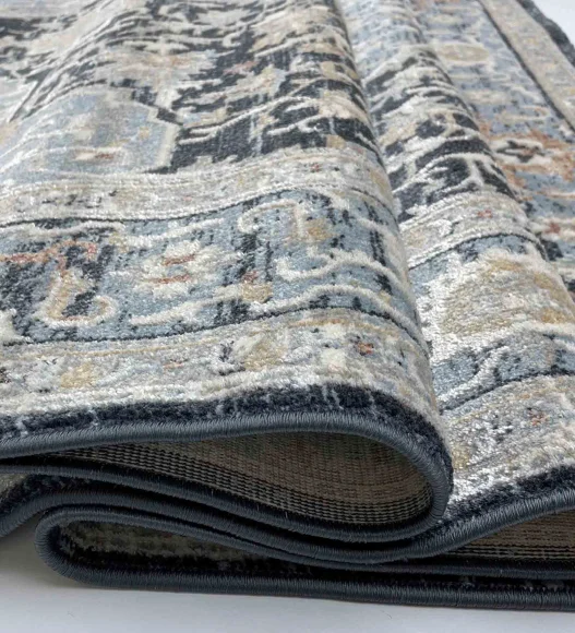 Castle Ornate Medallion Neo Classical Carpet Blue