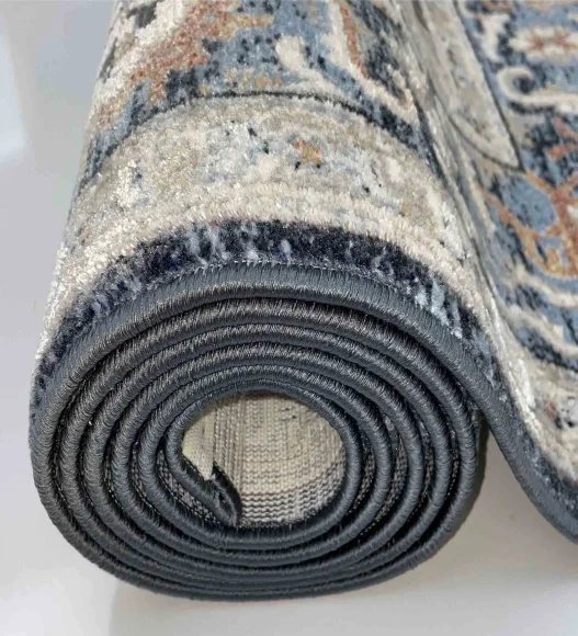 Castle Ornate Medallion Neo Classical Carpet Blue