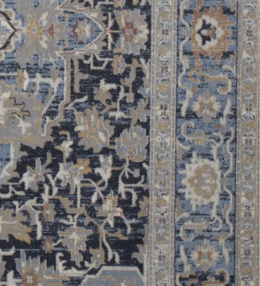 Castle Ornate Medallion Neo Classical Carpet Blue