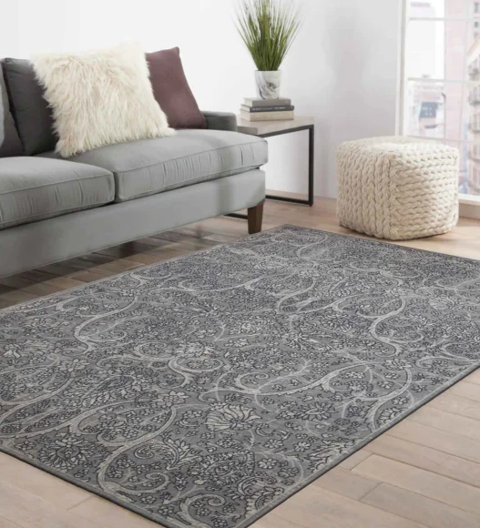 Castle Vineyard Neo Classical Carpet Silver Grey