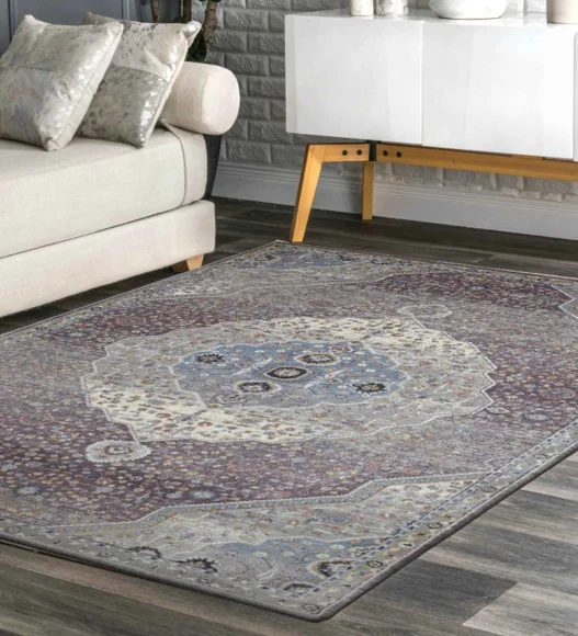 Castle Medallion Neo Classical Carpet L.Purple