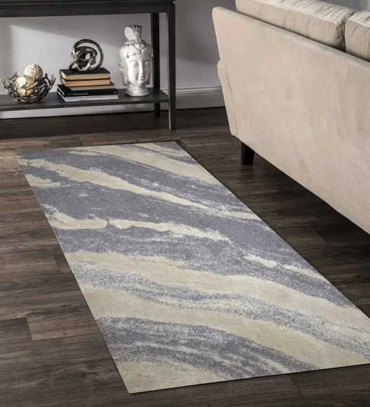 Husky Silver Line Shaggy Runner Silver Grey