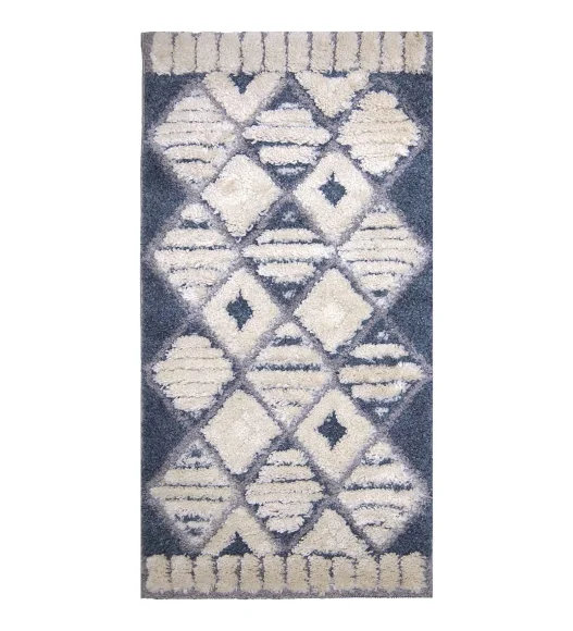 Husky Pin Striped Diamond Shaggy Runner Cream