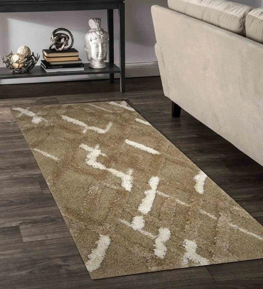 Husky Diamond Shaggy Runner L.Brown