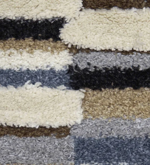 Husky Striped Shaggy Runner D.Brown