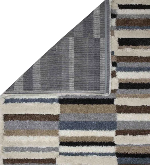 Husky Striped Shaggy Carpet D.Brown