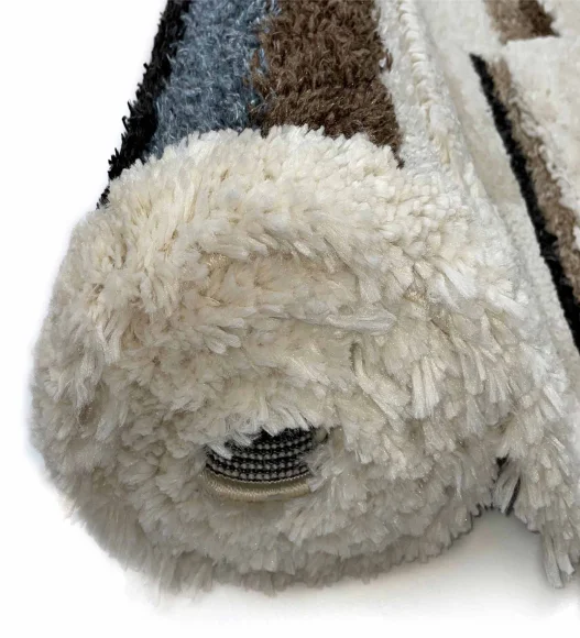 Husky Striped Shaggy Carpet D.Brown