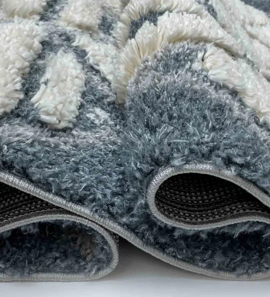 Husky Pin Striped Diamond Shaggy Carpet Cream