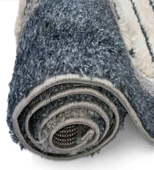Husky Pin Striped Diamond Shaggy Carpet Cream