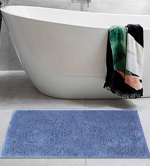 Lux Cotton Super Absorbent Bath Mat Jeans Blue