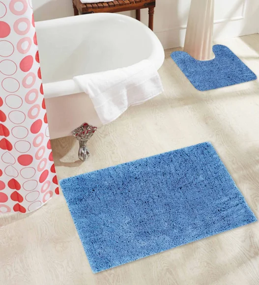 Lux Cotton Super Absorbent Bath Mat Jeans Blue