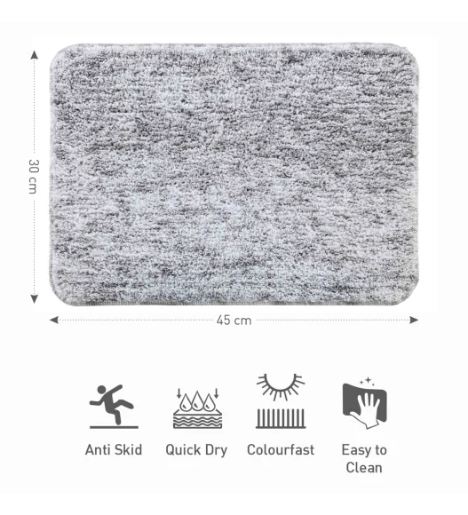 Zuby Anti skid Super Soft Bath Mat Silver