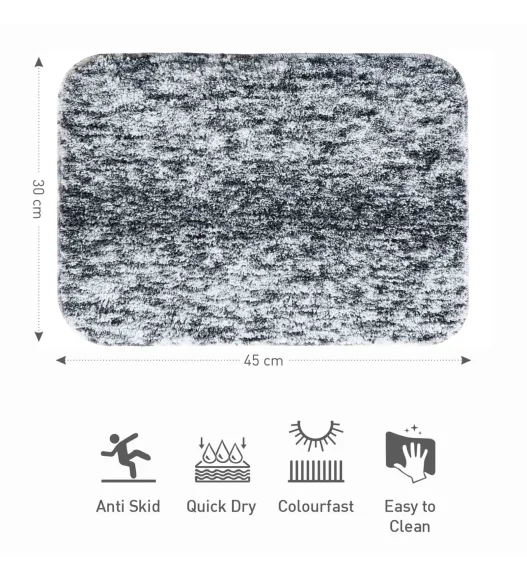 Zuby Anti skid Super Soft Bath Mat Charcoal